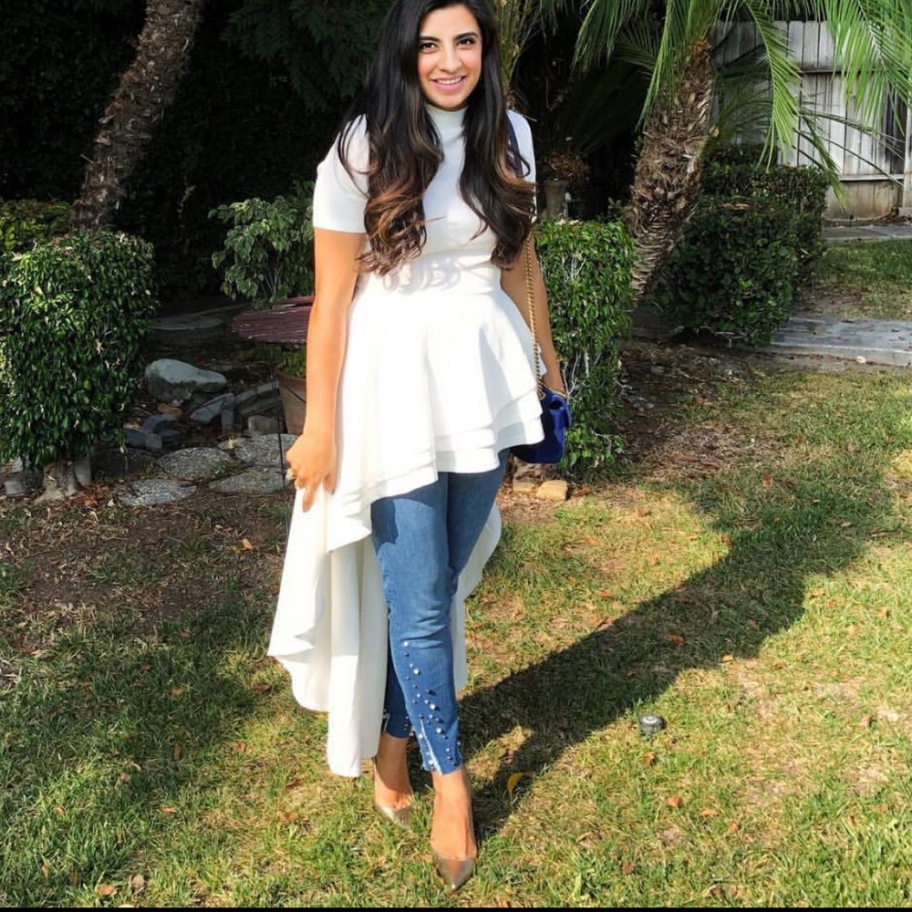 Zara Pearl Embellished Jeans Sz 8